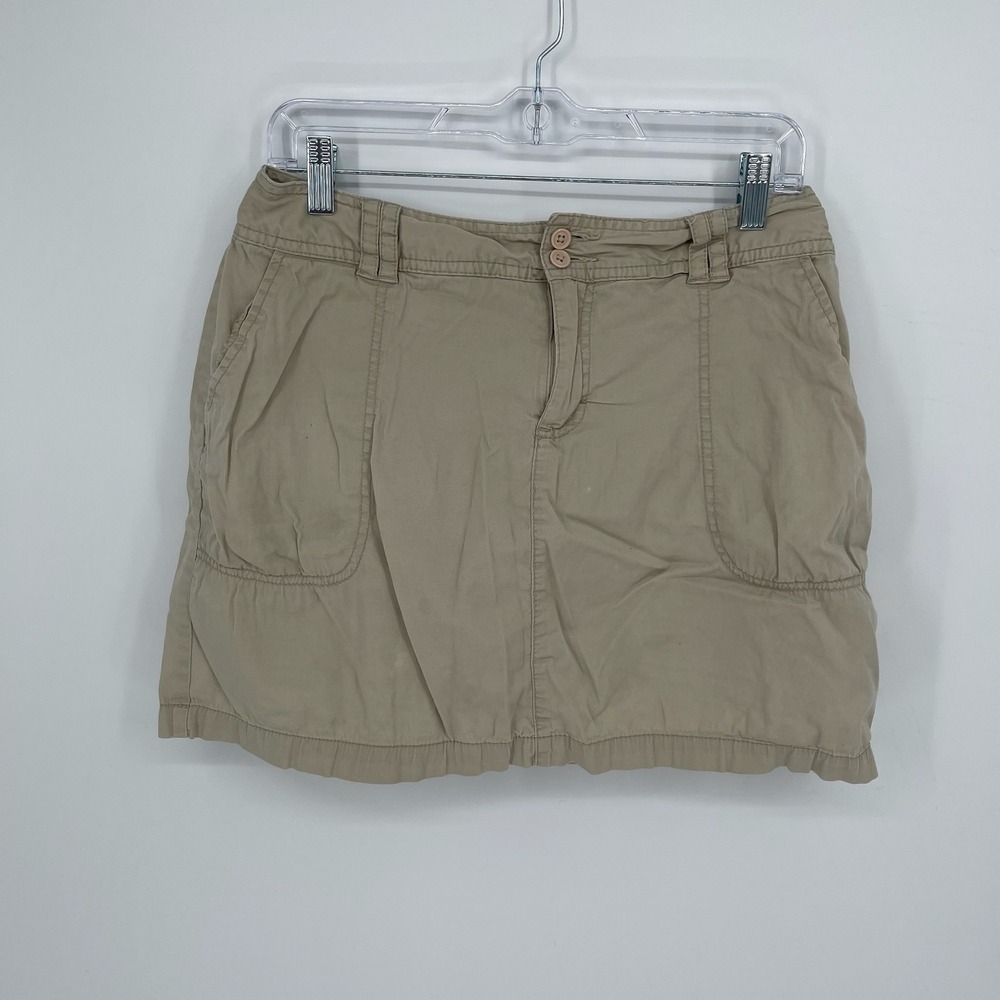 St. John's Bay Women's Khaki Stretch Twill Utility Skirt Size 8